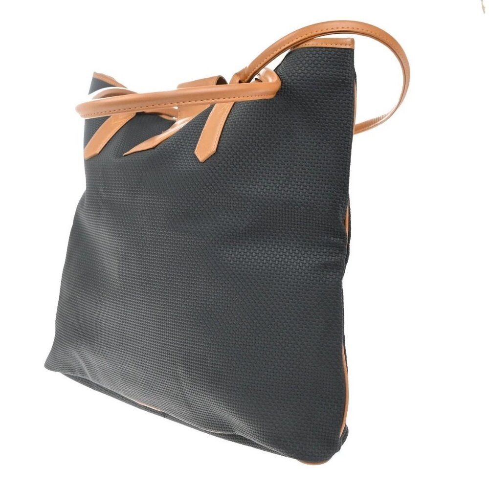 YVES SAINT LAURENT Logo Shoulder Tote Bag PVC Leather Brown Black GHW 62EG289 - Picture 3 of 12